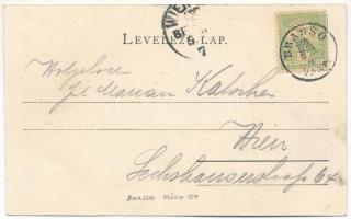 1900 Kolozsvár, Cluj; Wesselényi Miklós utca torkolata, városi vasút, vonat, Ifj. Pere István, Szege...