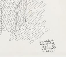 Deim Pál (1932-2016): Köztéri plasztika terv, 1971. Tus, papír, jelezve jobbra lent: "Édeskének...