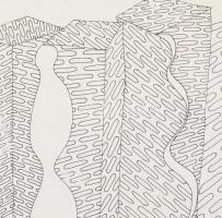 Deim Pál (1932-2016): Köztéri plasztika terv, 1971. Tus, papír, jelezve jobbra lent: "Édeskének...