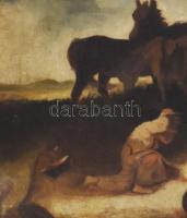 Gyenes Dániel jelzéssel, Munkácsy Mihály után: Vihar a pusztán. Olaj, vászon. 60x94 cm. Dekoratív fa...