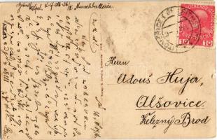 1916 Litomerice, Leitmeritz; Das Rathaus, ein aus dem. 15. Jahrhundert stammender Bau, eingestürzt a...