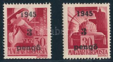 Nagyvárad I. 1945 2 klf 3P/30f. Signed: Bodor (hajtottak / folded)