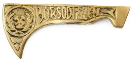 Jó szerencsét! Borsodi szén. Bányász fokos réz fej, 15 cm