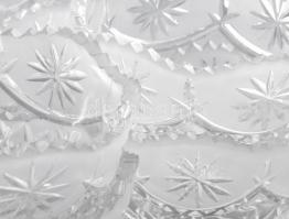 Kristály kompótos készlet. Jelzés nélkül, teljes, minimális kopottsággal, d: 12,5 - 20 cm