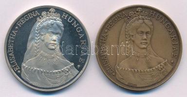 Kelemen Kristóf (1922-2001) 1987. "MÉE / Erzsébet királyné születésének emlékére" bronz és ezüstözött fém emlékérem pár (42,5mm) T:AU, AU (eredetileg PP)