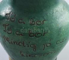 Feliratos kancsó. Dél-Alföld, XX. sz. eleje, kis kopottsággal, m: 18 cm