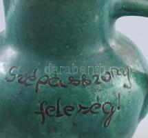 Feliratos kancsó. Dél-Alföld, XX. sz. eleje, kis kopottsággal, m: 18 cm