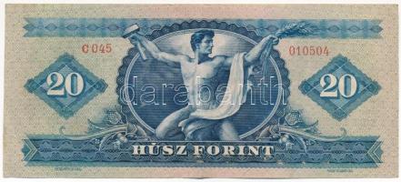 1957. 20Ft "C 045 010504" T:F erős papír
Hungary 1957. 20 Forint "C 045 010504"...