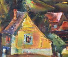 Kazai Sajó Péter (1909-1994): Fehér paripa (cím nélkül). Olaj, farost, jelzett. Dekoratív fakeretben...