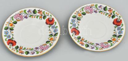 Kalocsai kétszemélyes kávéscsésze szett, díszdobozban. Jelzett, hibátlan