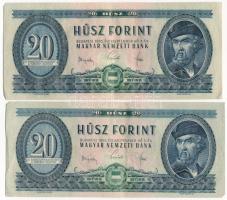 1965. 20Ft (2x) T:F erős papír Hungary 1965. 20 Forint (2x) C:F strong paper Adamo F14