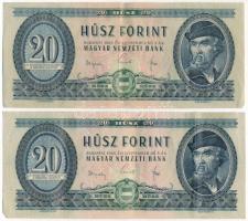 1965. 20Ft (2x) T:F erős papír Hungary 1965. 20 Forint (2x) C:F strong paper Adamo F14