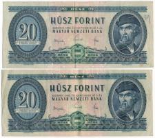 1965. 20Ft (2x) T:F Hungary 1965. 20 Forint (2x) C:F Adamo F14