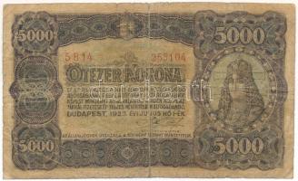 1923. 5000K "5B14 255104", nyomdahely jelölés nélkül T:VG kis szakadás, tűlyuk Adamo K39