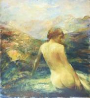 Dóka Zoltán (1954-?): Női hátakt (cím nélkül). Olaj, vászon, jelezve balra lent. 100×90 cm