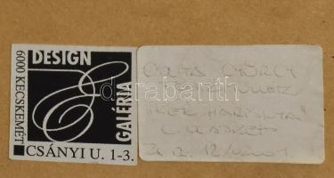 Csuta György (1952-): Kék szalag. Olaj, farost, jelezve balra lent. Hátoldalán címkén feliratozott. ...