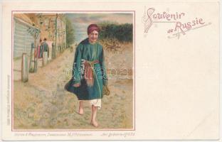 Souvenir de Russie / Greetings from Russia, folklore. Edition A. Malevinsky Art Nouveau, litho
