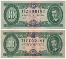 1957. 10Ft (2x) T:F szép papír Hungary 1957. 10 Forint (2x) C:F fine paper Adamo F4