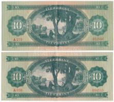 1957. 10Ft (2x) T:F szép papír
Hungary 1957. 10 Forint (2x) C:F fine paper
Adamo F4