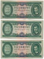 1957. 10Ft (3x) T:F szép papír Hungary 1957. 10 Forint (3x) C:F fine paper Adamo F4