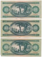 1957. 10Ft (3x) T:F szép papír
Hungary 1957. 10 Forint (3x) C:F fine paper
Adamo F4