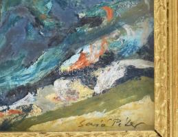 Kazai Sajó Péter (1909-1994): Csendélet. Olaj, papír, jelzett. Dekoratív, üvegezett fakeretben, 43×3...