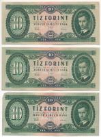 1960. 10Ft (3x) T:F szép papír Hungary 1960. 10 Forint (3x) C:F fine paper Adamo F5