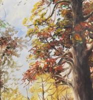 Olvashatatlan jelzéssel: Színes táj. Olaj, vászon. Dekoratív, sérült fakeretben,60×80 cm