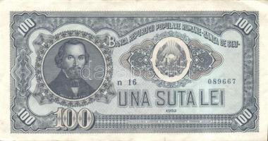 Románia 1952. 100L (3x) T:II/III,III