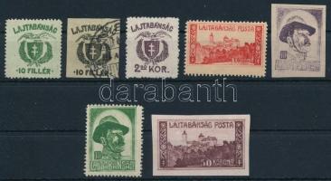 Nyugat-Magyarország VII. 1921 7 db bélyeg színváltozatokkal / with colour varieties. Signed: Bodor