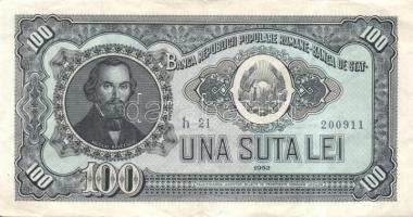 Románia 1952. 100L (3x) T:II/III,III