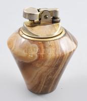 Régi öngyújtó, ónix testtel, m: 9 cm