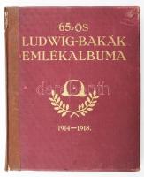 Réti Béla: A volt cs. és kir. Lajos Győző főherceg 65. gyalogezred világháborús emlékalbuma. Összeállította --. (A kötéstáblán a címfelirat: ,,65-ös Ludwig-bakák emlékalbuma".) Miskolc, 1938. Ludvig István. 264 p. Gazdagon illusztrált. Egyetlen kiadás. Aranyozott kiadói egészvászon-kötésben javított gerinccel, kopássokkal.