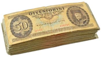 1962. 10Ft (90db) + 1989. 50Ft T:F,VG közte szép papír