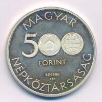 1986. 500Ft Ag "Labdarúgó Világbajnokság - Mexikó 1986 - Stadion" kapszulában T:PP fo., uj...