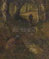 Jelzés nélkül, XIX. sz. vége: Hazafelé. Olaj, vászon. Sérült. Dekoratív, sérült fakeretben. 46x61,5 ...
