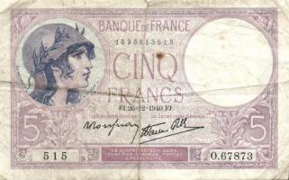 Franciaország 1940.12.26. 5Fr T:III