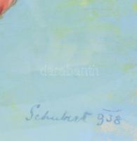 Schubert Ernő (1903-1960): Kislány portré, 1938. Pasztell, papír, jelezve jobbra lent. Dekoratív, üv...