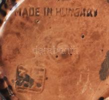 Antik népi kerámia kétfüles váza. Jelzett, kis sérülésekkel, m: 12 cm