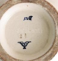 Antik madármintás váza, oszlopokon nyugvó szájperemmel, jelzett, hibátlan, m: 12 cm