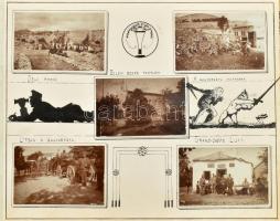 1914-1916 Katonai fotóalbum, beragasztott, feliratozott fotókkal, katonai és helyi érdekességek, emb...