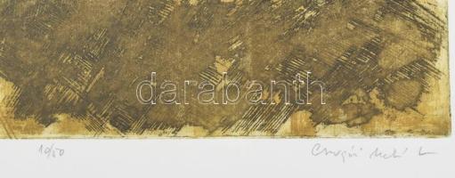 Csurgói Máté Lajos (1931-2001): Galamb és a leány. Színes rézkarc, papír, jelzett, számozott (10/50)...