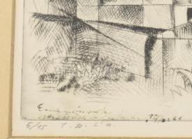 Mikola J. Nándor (1911-2006): Város, 1961. Rézkarc, papír, jelzett, számozott (5/15). Mikola J. Nánd...