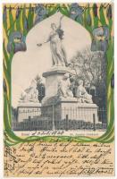 1900 Basel, St. Jacobs Denkmal / monument. Rathe & Fehlmann 415. Art Nouveau, litho frame with flower (EK)