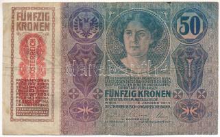 1914. 50K függőleges, piros "DEUTSCHÖSTERREICH" felülbélyegzéssel T:F kis szakadás, folt Adamo K24M