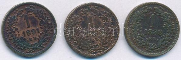 1888KB-1891KB-1892KB 1kr Cu (3xklf) T:VF,F