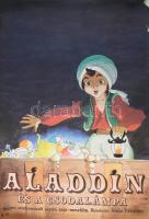 1984 Kiss Ilona (1955-): Aladdin és a csodalámpa, japán rajzfilm, lapszéli szakadásokkal, 84×59 cm