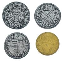 4db klf magyar denár, dukát érme fém replikája, közte Mátyás, Mária T:UNC
4pcs of Hungarian denar, ...
