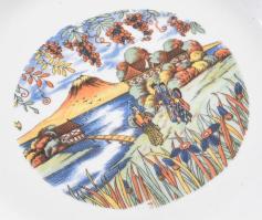 cca 1942 Zsolnay Iris 5 darab japán mintás tányér. Jelzés nélkül, kis kopással, d: 23,5 cm