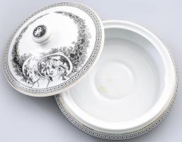 Hollóházi Jurcsák László által tervezett bonbonniere: Női fejek. Matricás, jelzett, hibátlan, d: 18 ...